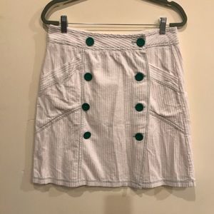 Sole Mio White Corduroy Above the Knee Skirt